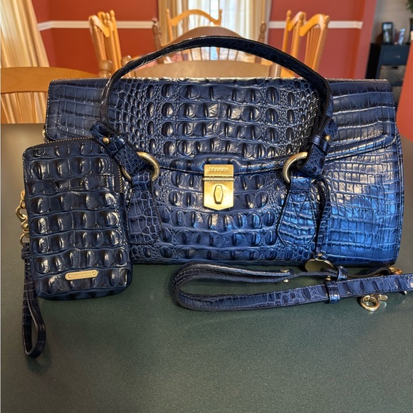 Brahmin Navy Bridget and Wallet - Picture 1 of 12